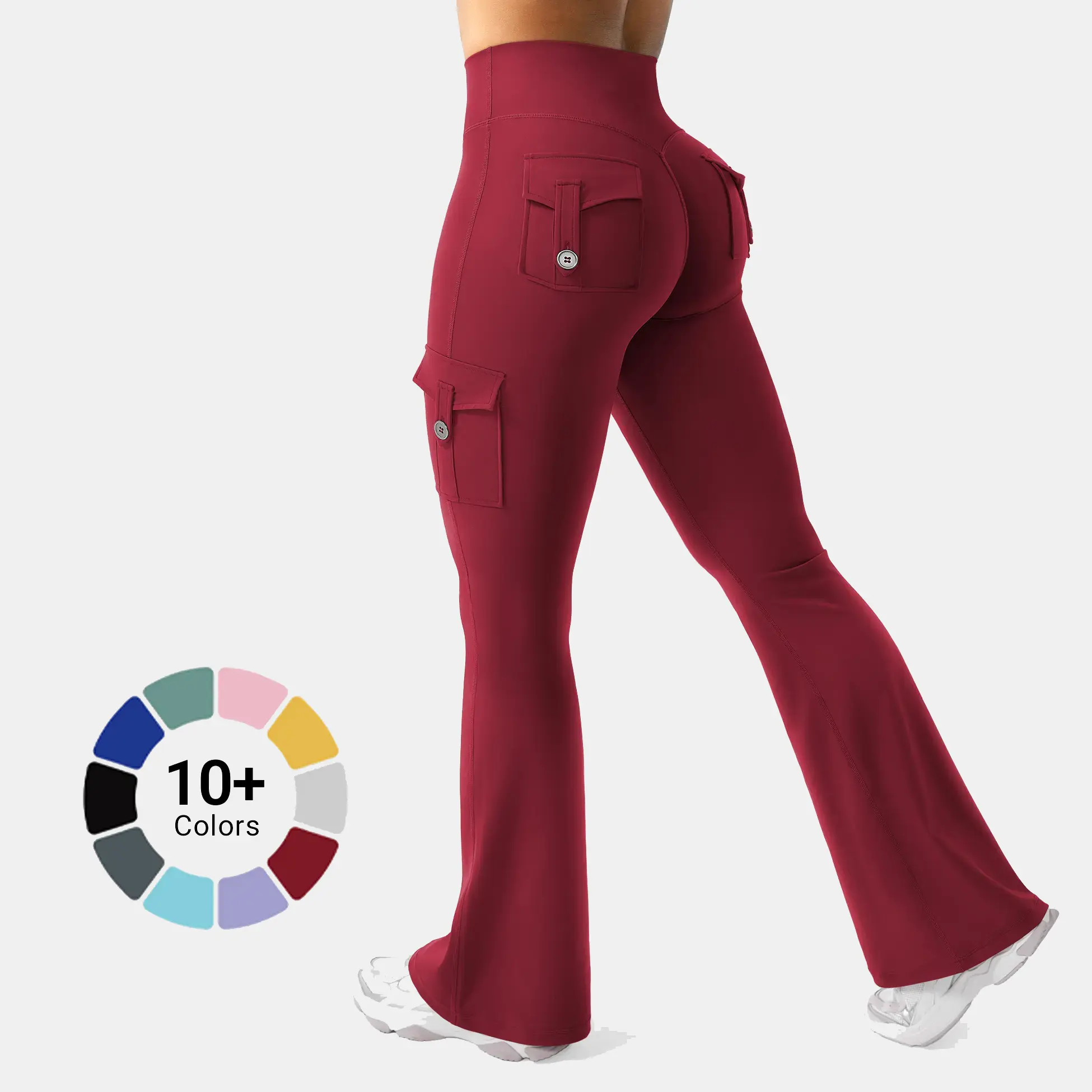 YEOREO CoreFlex Women's Workout Flare Leggings with Pockets Hidden Scrunch High Waisted Cargo Gym Yoga No Front Seam Leggings Flared Joggers Fitness Outfit Camouflage Sports Pants 75% Nylon 25% Spandex summderfinds sohochic