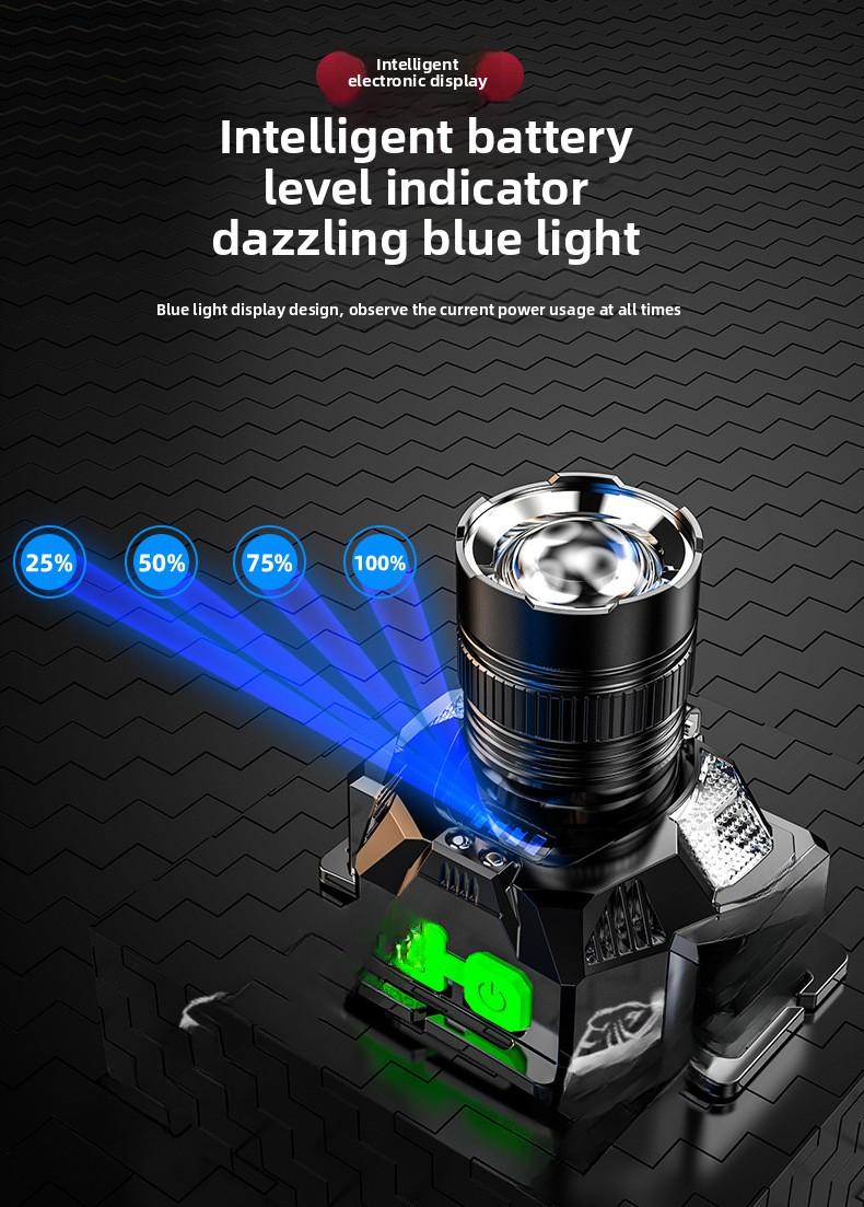 Sensing headlamp, ultra-bright flashlight, rechargeable head-mounted outdoor miner's lamp, household long-range LED night fishing light