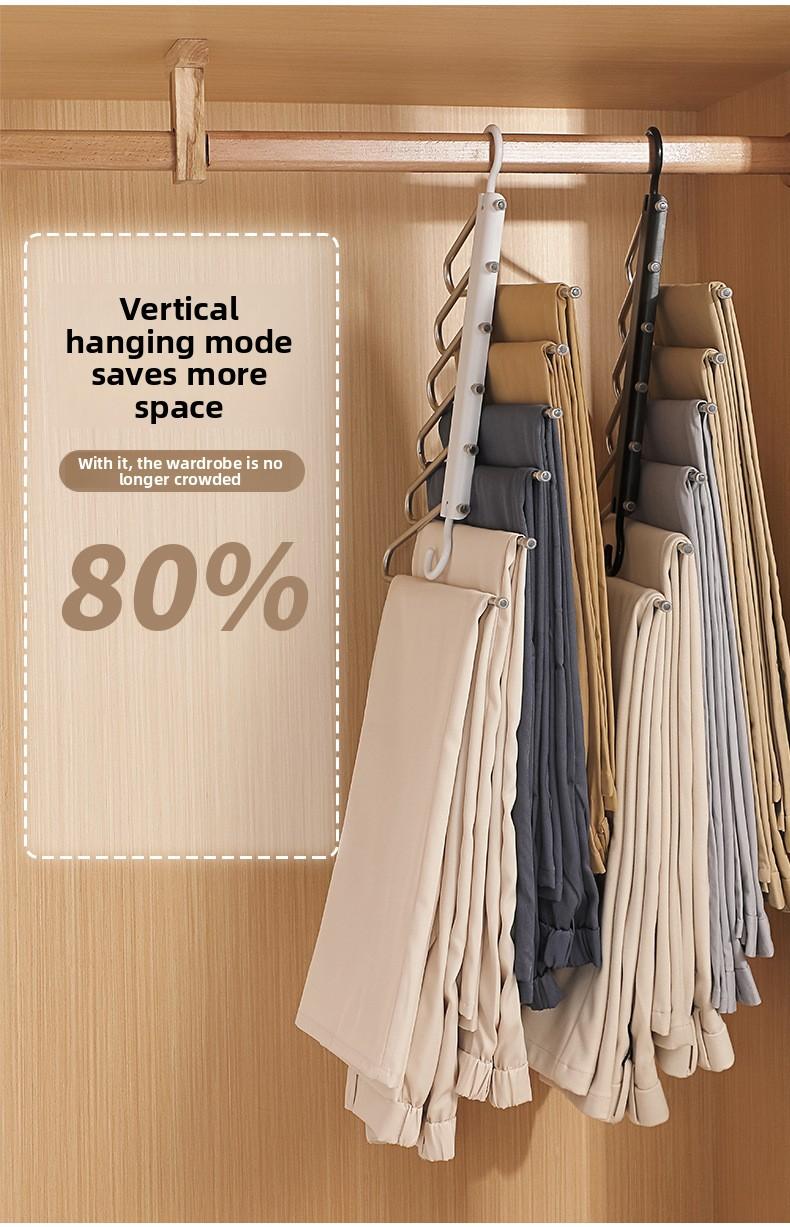 Stainless Steel Foldable Pants Hanger Non-Slip Multi-Functional Home Storage Space-Saving Hanger for Closet Organizing Anti-Scratch Laundry Rack