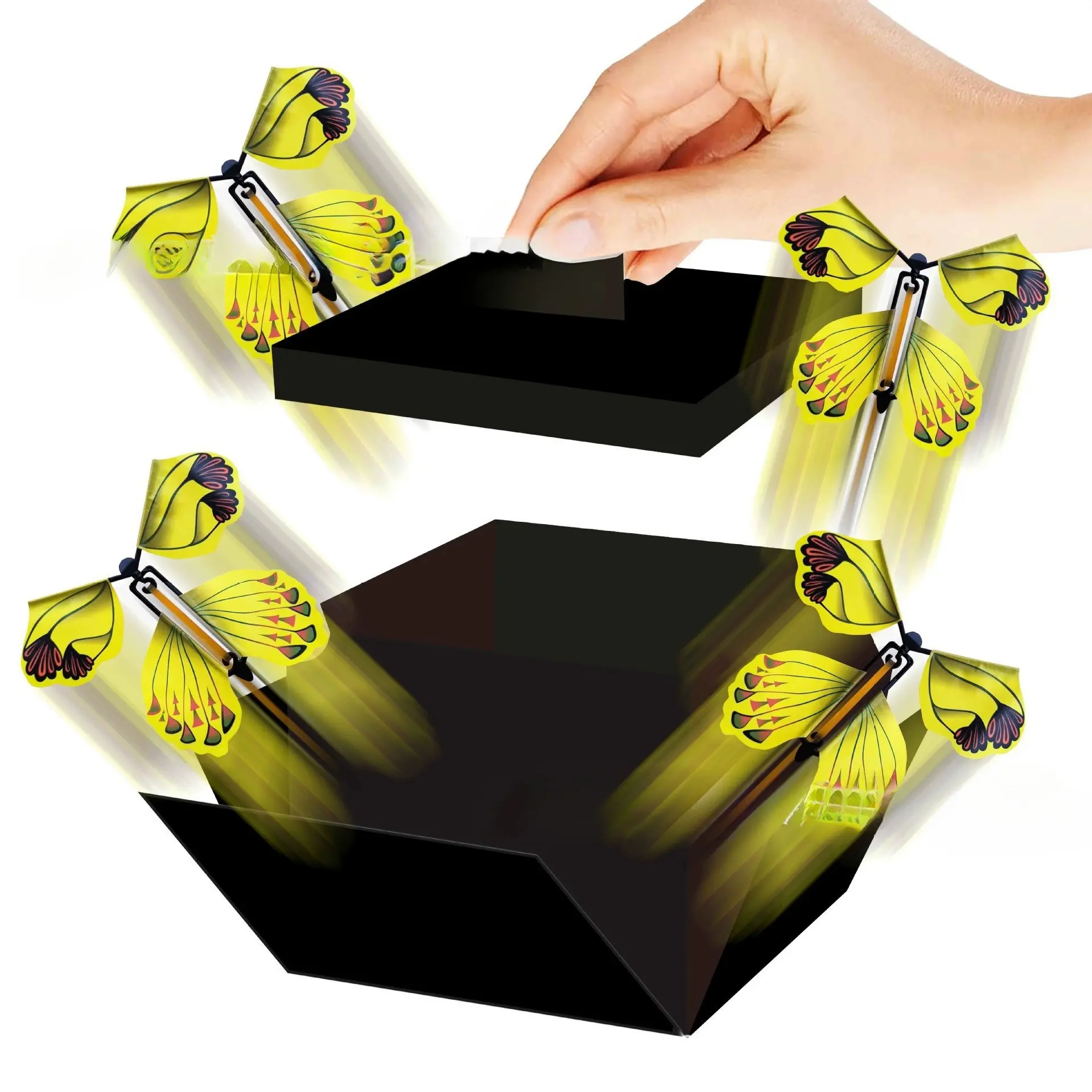 Butterfly Pop Up Explosion Gift Box 1 Set Pink White Black with 4 Flying Butterflies DIY Surprise Box for Birthday Wedding Holiday Gifts