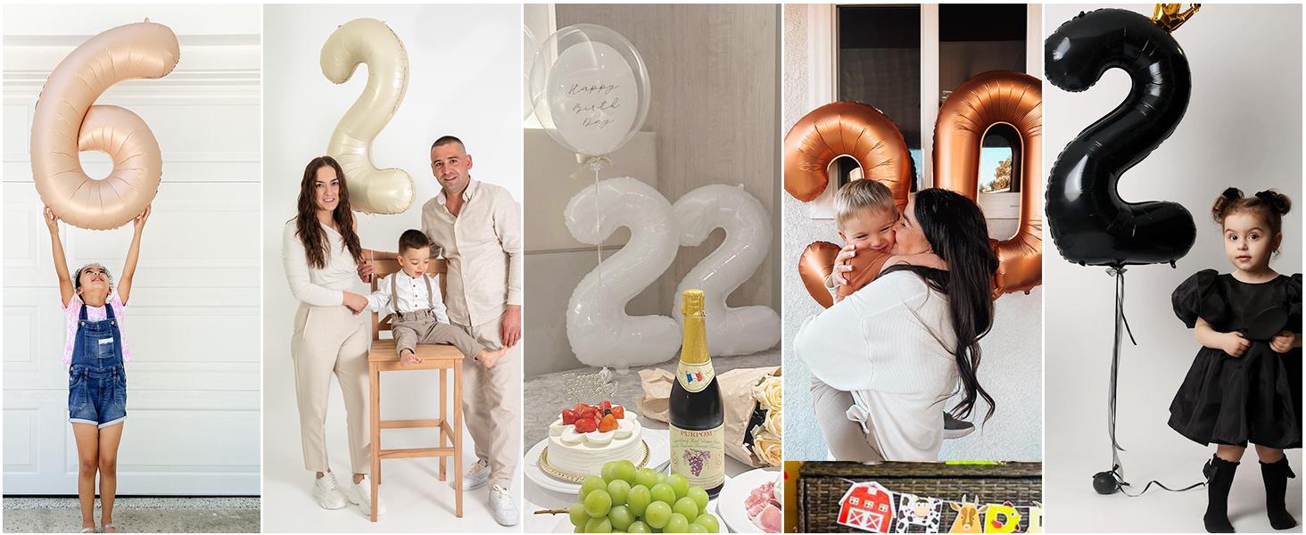 Gold Number Balloon 40 Inch, 0 Number Balloons, 10 20 30 40 50 Numbers Balloon Birthday Decorations, Gold Party Supplies for Women Men