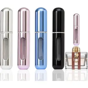 4-Pack Portable Mini Refillable Perfume Atomizer Bottle, Travel Size Refillable Perfume Refill Bottle - Perfume Atomizer Refillables, Scent Pump Case, Small Perfume Spray 4 Pcs Pack of 5 ml Compact Makeup