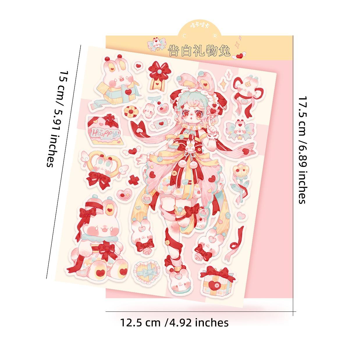 Room Decor Cute Cartoon Girl Pattern Sticker, Waterproof Self Adhesive Decorative Sticker, Fun Decor Sticker for Gift Greeting Card Water Bottle Laptop Phone DIY Scrapbooking Journal Making