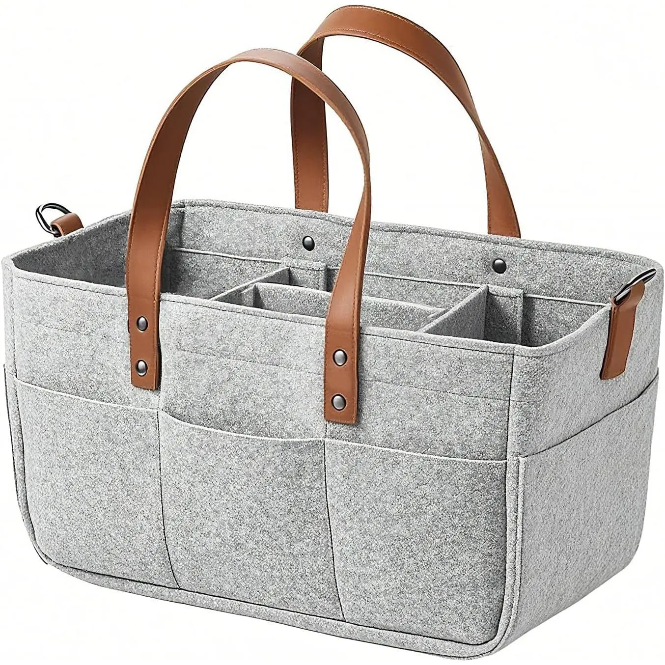 Nursery Storage Basket - Baby Diaper Caddy Organizer  Diaper Station, Newborn Essentials, Baby Shower Gifts and Registry Must-Haves  Boy or Girl (Grey)