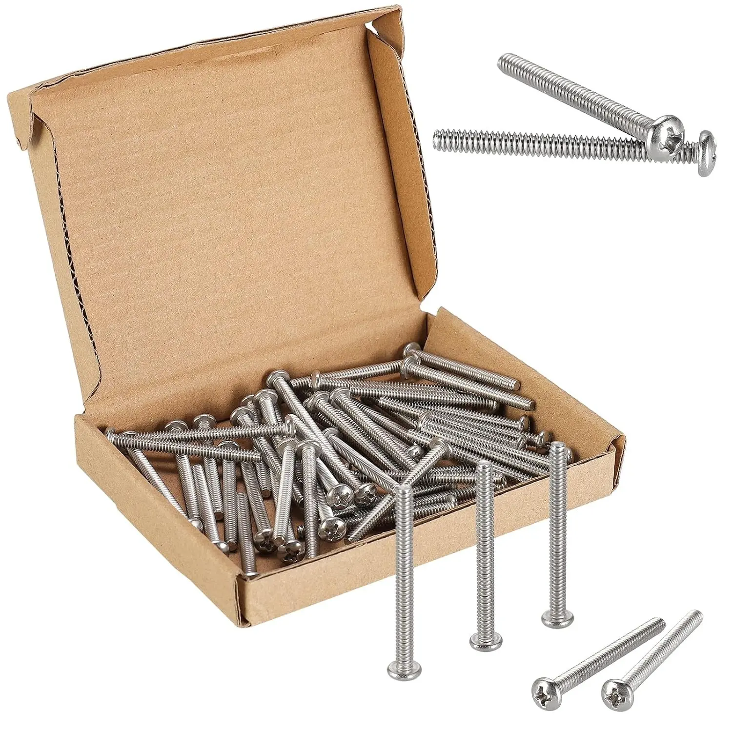 50Pcs Extra Long Outlet Screws, Electrical Wall Plate Switch and Receptacles Device Mounting Screws, 6-32 x 1-1/2 Inches Phillips Pan Head Machine Screws, 18-8 (304) Stainless Steel