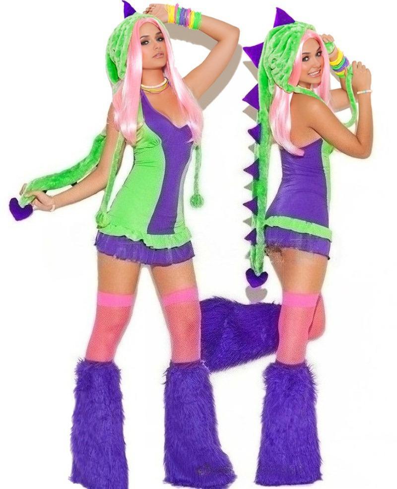 Woman Sexy Animals Costume Bunny White Leopard Fox Roleplay Outfit Hooded Dress with Tail Carnival Halloween Cosplay Party