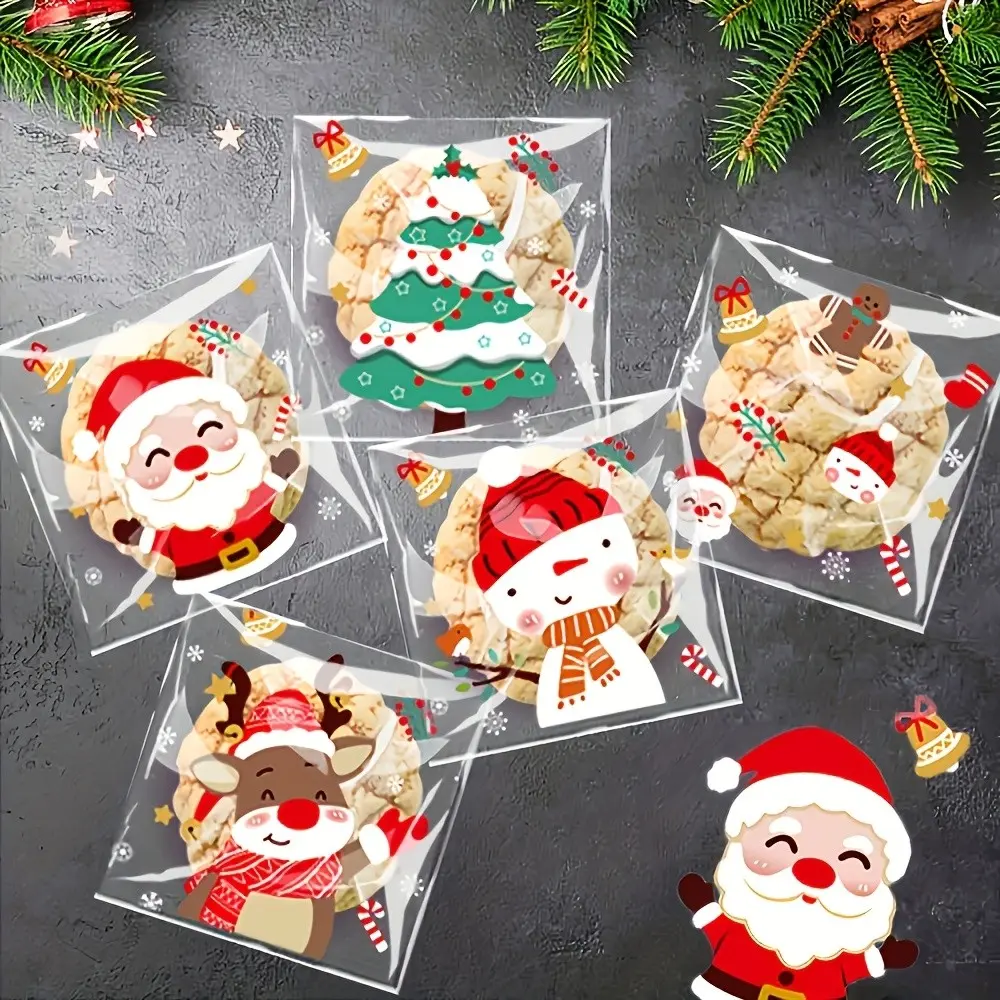100pcs Candy Packaging Bags, Self-Adhesive Cookie Baking Treats Wrapper, Food Packaging for Pastries, Holiday Gift Bag, Kitchen Supplies, Individually Wrapped