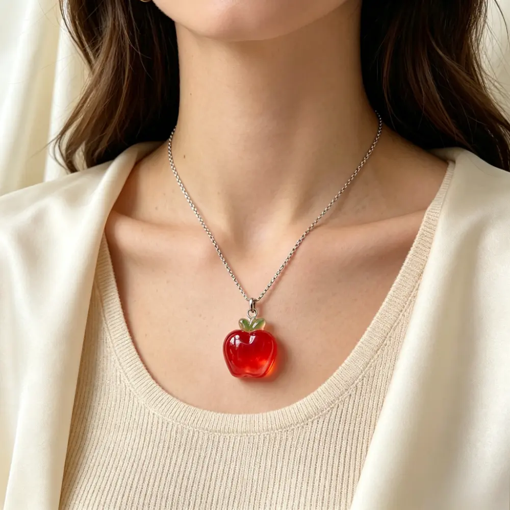 6pcs Set Random Style Translucent Jelly Fruit Resin Necklace Set - Simulation Apple Strawberry Peach Women's Jewelry - Perfect for Daily Wear Summer Photo Prop Best Friend Friendship Gift Birthday Souvenir and Fake Food Jewelry Collection