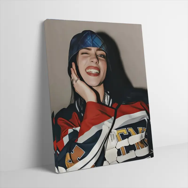 Billie Union Jack Poster Canvas Wall Art UK Flag Bandana Retro Y2K Style Portrait Photo Print Pop Music Singer Wall Decor for Dorm Room Teen Girls Bedroom Unframed