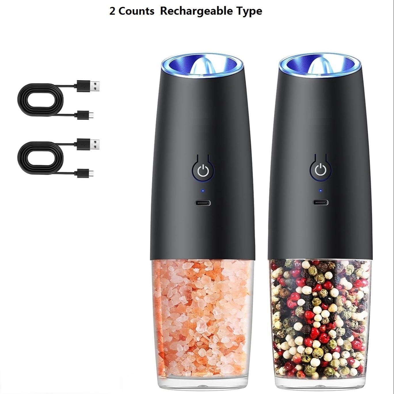 Rechargeable Salt & Pepper Grinder, Type-C Charging Salt & Pepper Grinder, Universal Household Kitchen Appliances for Home Use Kitchen Gadgets