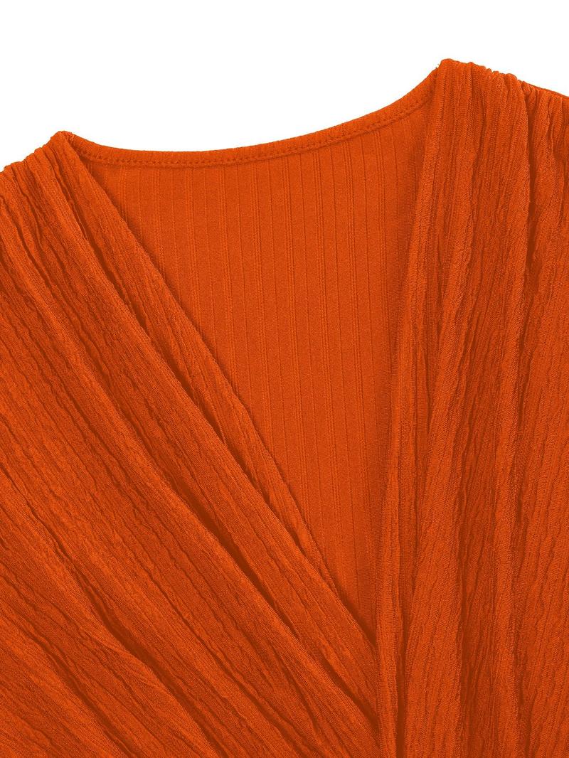 Aliling Fahsion Jumpsuit For Women Autumn Sexy Elegant Women's Jumpsuits, Deep V Neck High Waist Twist Design Long Pants, Puff Sleeve Wide Leg Pants Jumpsuit ,All Seasons Causal Wear