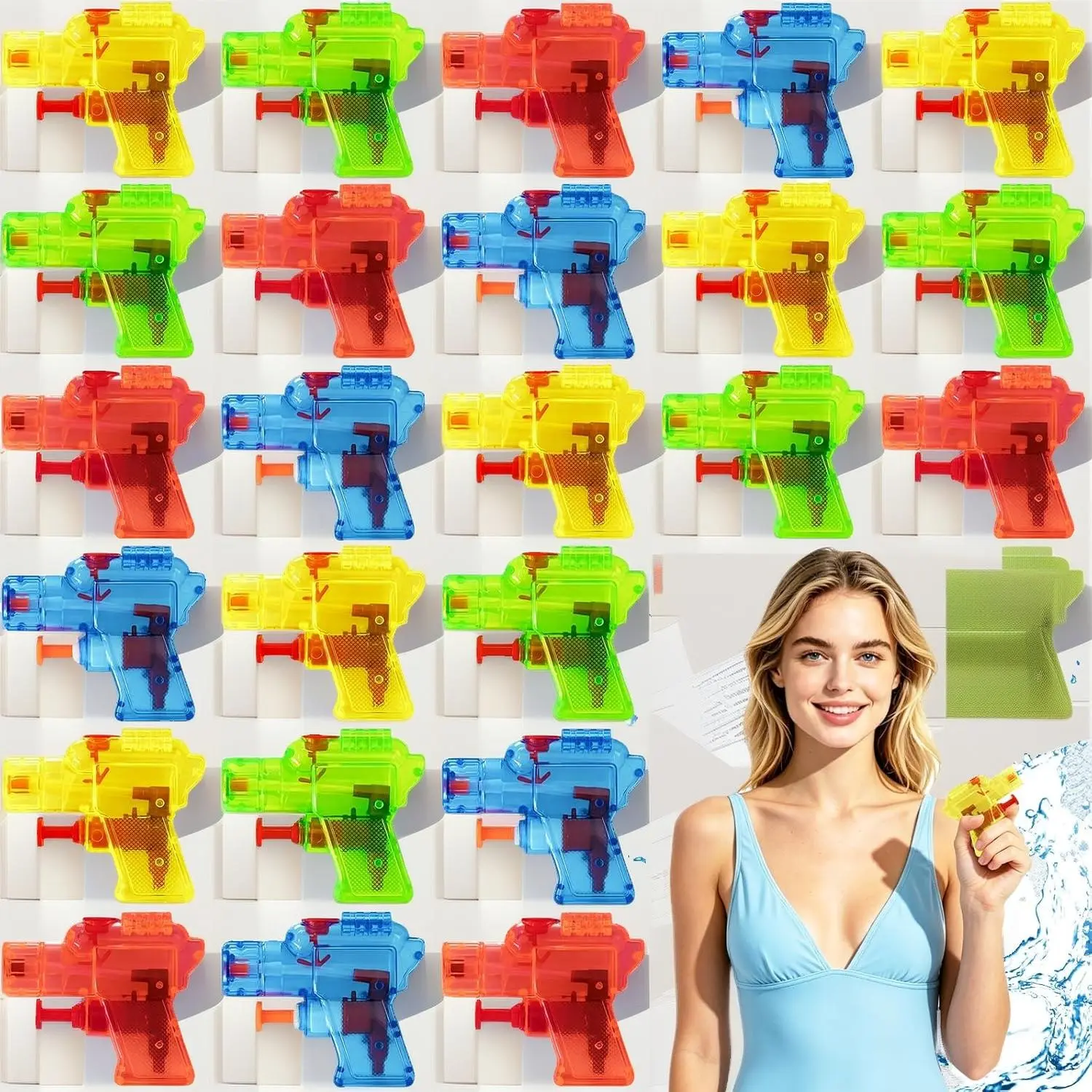 Kids' 24-Pack Mini Water Guns, Colorful Small Squirt Gun Set - Summer Pool Party Favors, Birthday Goodie Bag Fillers