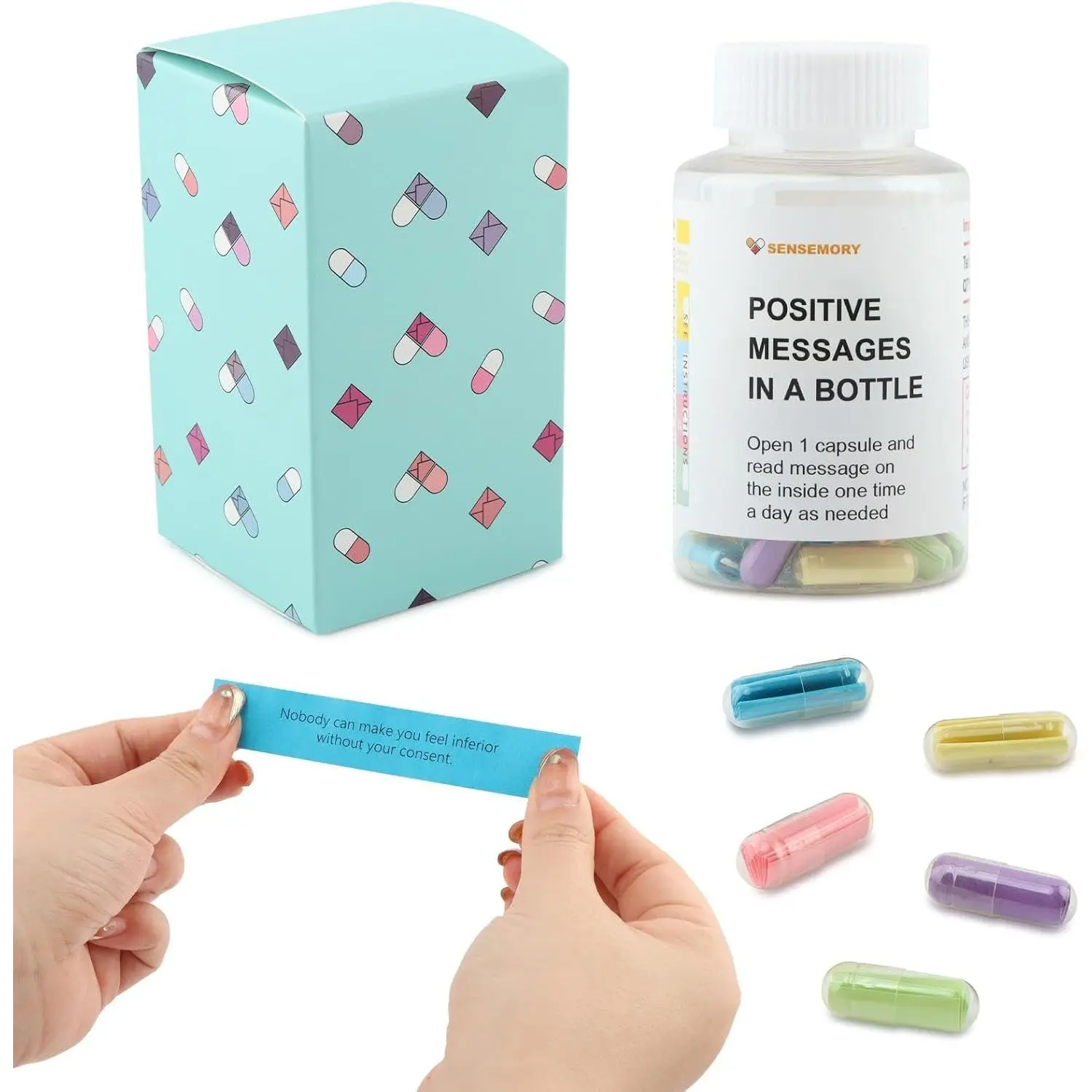 50 Positive Messages in a Bottle,Positive Affirmations Card,Self Care Kit Mediation,  Gifts for Women Men Birthday , To School  For Teachers