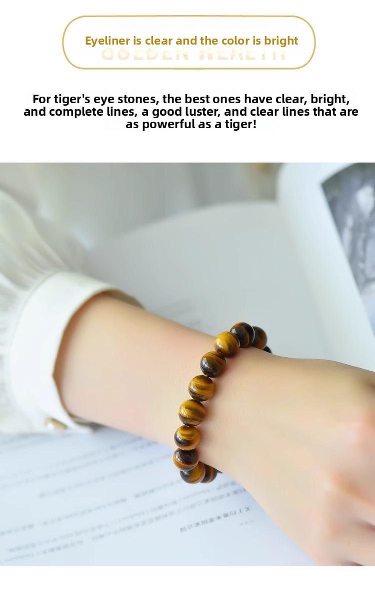 Natural Tiger Eye Stone Bracelet for Men and Women, Yellow Tiger Eye Stone, Colorful Tiger Eye Cat Eye Stone, Wood-Transformed Tiger Eye Stone Bracelet