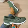 Middle-Aged Women's Embroidered Walking Shoes, Summer Mesh-Breathable Slip-On, Soft Sole Anti-Slip Lightweight Casual Shoes, Lightweight Breathable Footwear