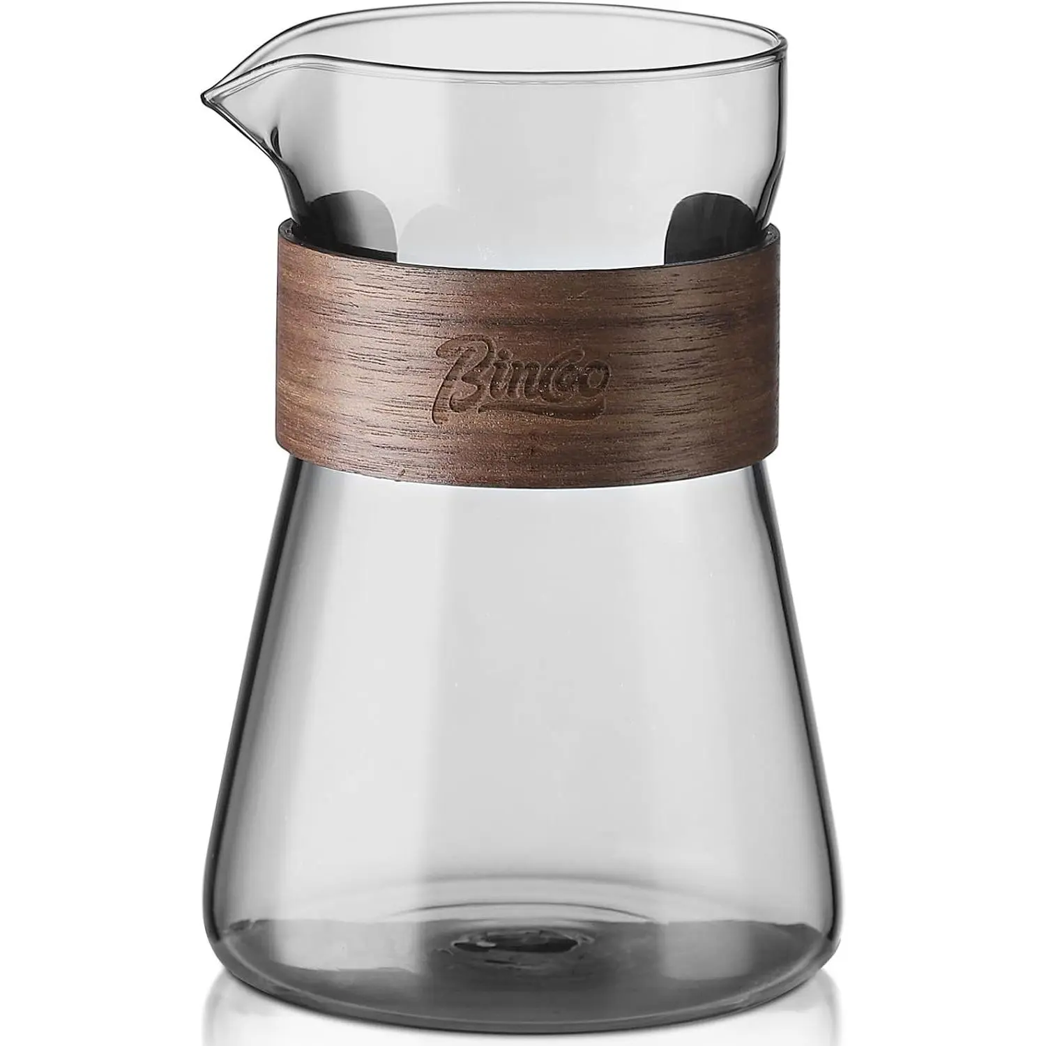 16 oz Glass Coffee Carafe with Wood Heat-Resistant Layer, Pour Over Coffee Carafe and Tea Steeper Coffee Decanter Coffee Server, 1 Pcs Included,(Smoky Gray)