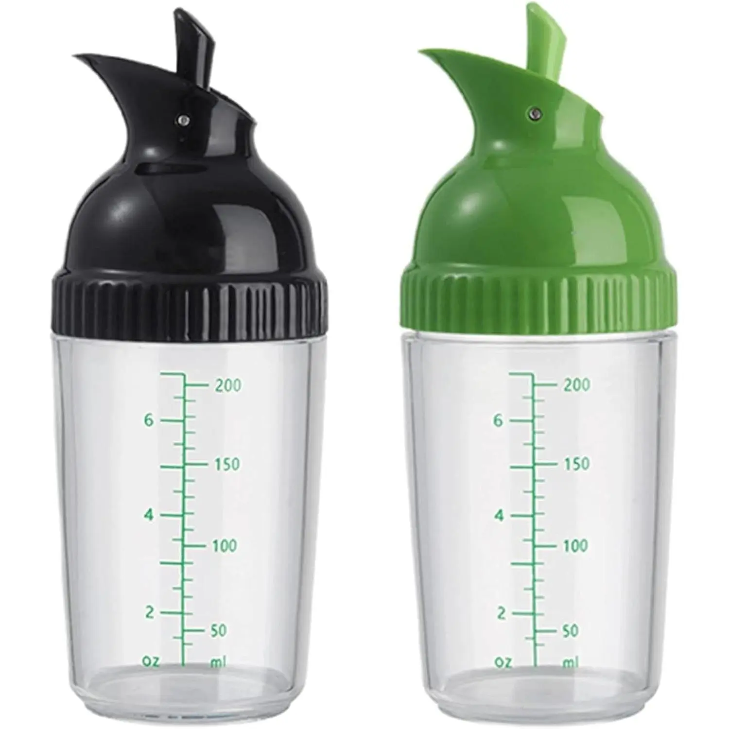 Salad Dressing Shaker Container, Homemade Salad Dressing Bottle Mixer Measure,Dripless Pour, Soft Grip, BPA Free（2 Pcs）