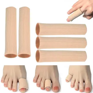 5 Pack Cuttable Toe Sleeves, Elastic Fabric with Silicone Gel Lining, Reusable Toe Protector Tubes for Relieving Pressure, Corns, Calluses and Blisters