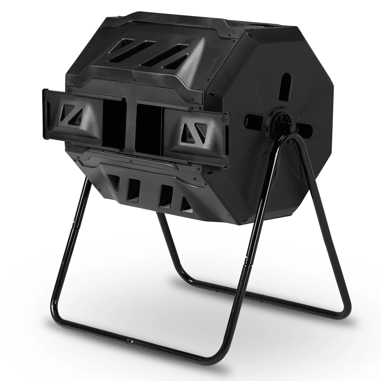 Dual Chamber Compost Tumbler 42 Gal - Outdoor Rotating Tumbling Composter, Twin Batch System, Easy to Spin for Garden & Yard Waste