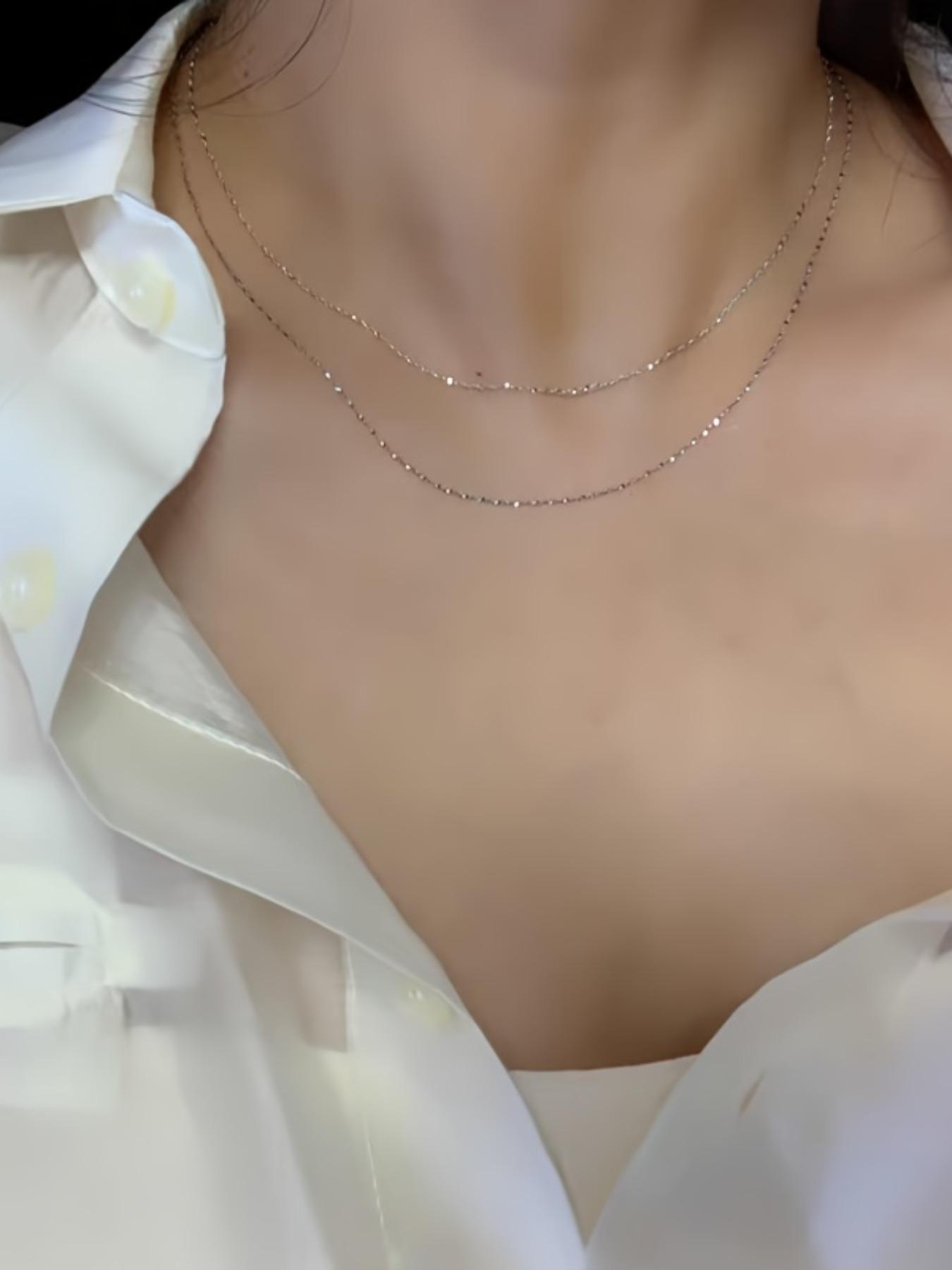 925 Sterling Silver Glitter Design Necklace for Women, Fashion Jewelry for Party, Daily Clothing Decor, Trendy All-match & Exquisite Jewelry for Birthday Gift