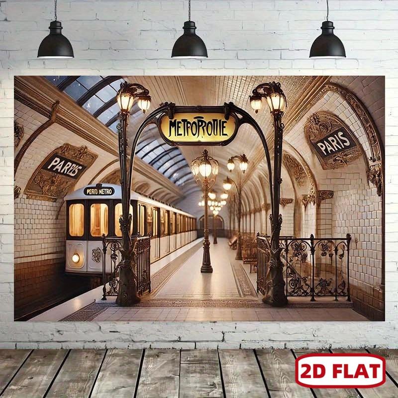 1pc Vintage Paris Metro Station, Background Banner, Background Multi-Functional Holiday Decorations, Rooms, Gardens, Photo Studio Props - Suitable for Home Decor, Party Decor And Photo Booths
