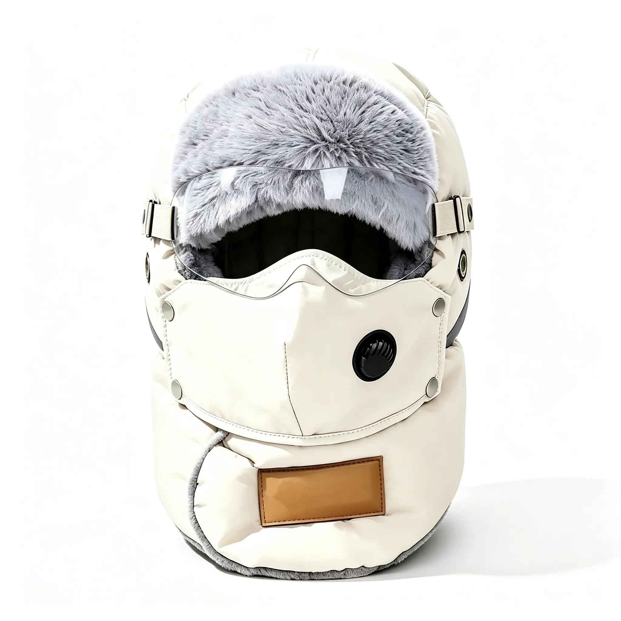 Unisex Cold Weather Trapper Hat - Windproof, Warm, Polyester Shell, One Size, Full Face Cap with Detachable Goggles, Outdoor Sports Hat for Skiing, Cycling