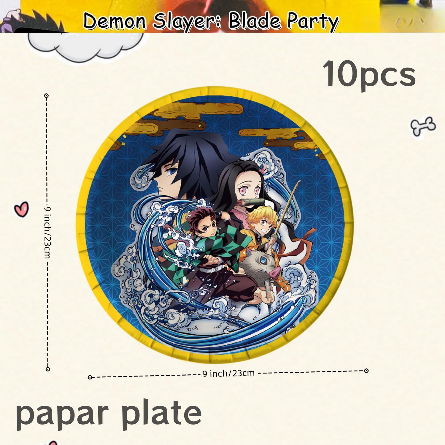 Demon Slayer Birthday Party Decor Kimetsu No Yaiba Tableware Tablecloth Plate Cup Balloon Baby Shower Kids Favors Party Supplies