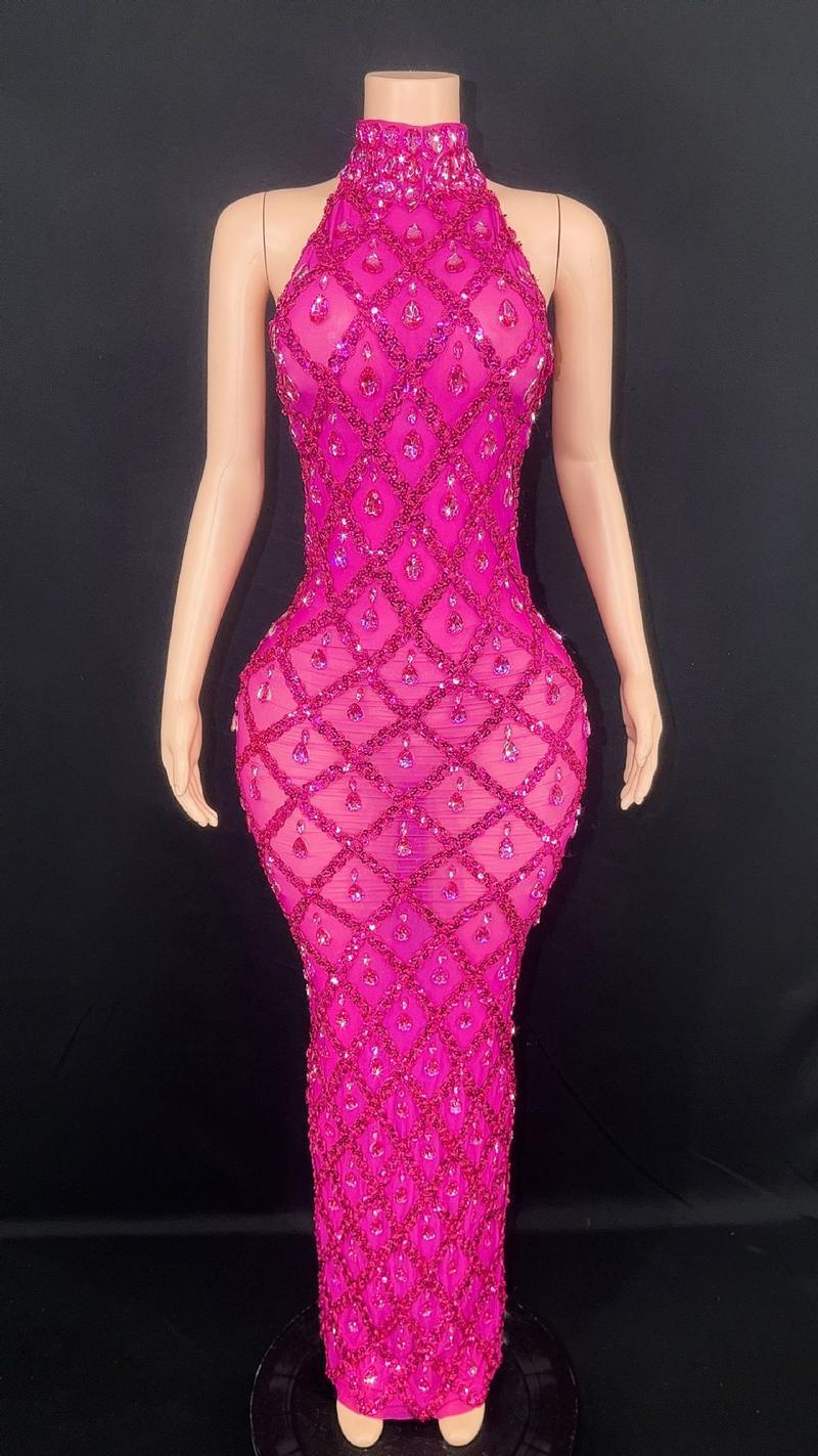 Sexy shiny rhinestone silver dress plus size women's party dress neck fishtail dress formal dresses women wrap dress prom