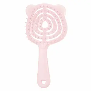 Cute Self-Cleaning Massage Hair Brush, Bear Shape Detangling Comb with Soft Flexible Bristles, Scalp Massage Brush for Wet & Dry Hair, Quick Clean Hair Removal Design, Gentle No-Pull Styling Tool for Smooth Daily Hair Care