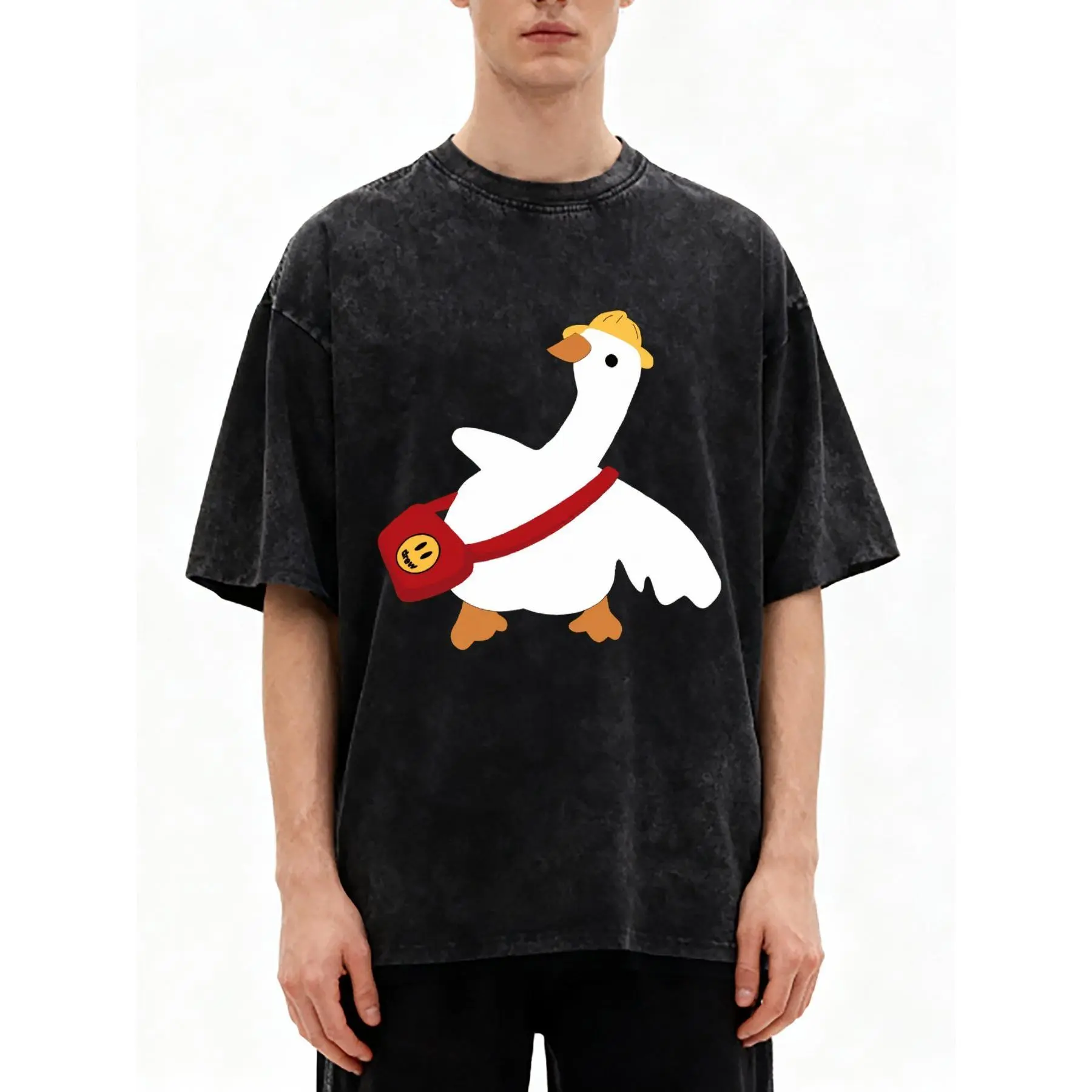 Men's & Women's Oversized Goose In Hat Graphic T-Shirt, Unisex 100% Cotton