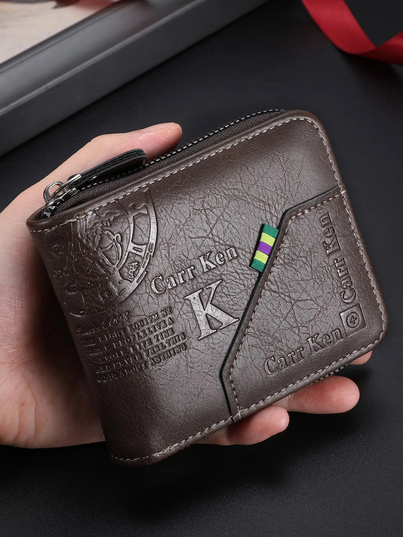 Father's Day Gifts, Durable Fashion Wallet, Men's Letter Embossed Zipper Short Wallet, Casual Multi Card Slot Wallet, Wallet for Daily Use, Wallet for Birthday Gift, Card Holder Wallet
