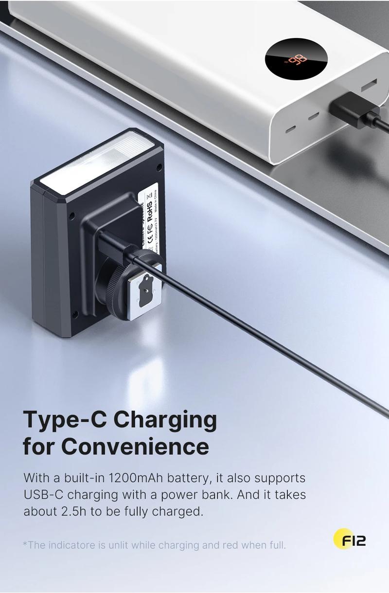 Ulanzi F12 Mini Camera Flash Speedlite GN12 6500K Standard Hot Shoe Mount for Sony Canon Nikon Panasonic Olympus DSLR Camera