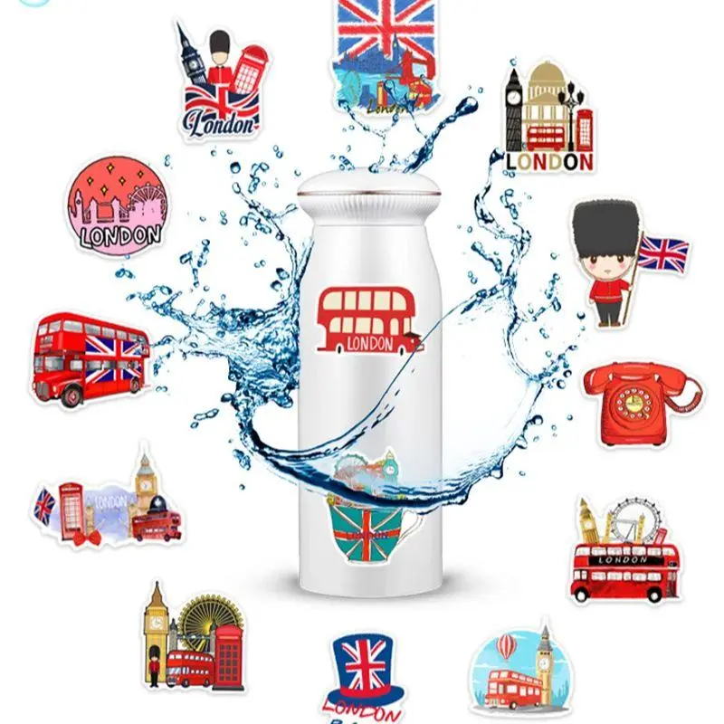 50Pcs Red London Stickers Aesthetic For DIY Stationery School Supplies Decoration Scrapbooking
