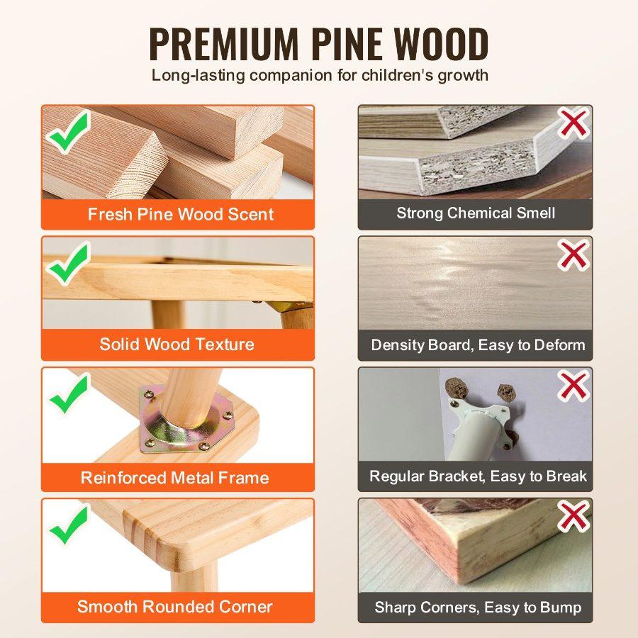 VEVOR Sensory Table for Toddlers, Kids Activity Table with 3 Foldable Storage Bins Double-Sided Board, Indoor/Outdoor Play Sand and Water Table, Wooden Kids Sensory Table for Drawing Studying Dining