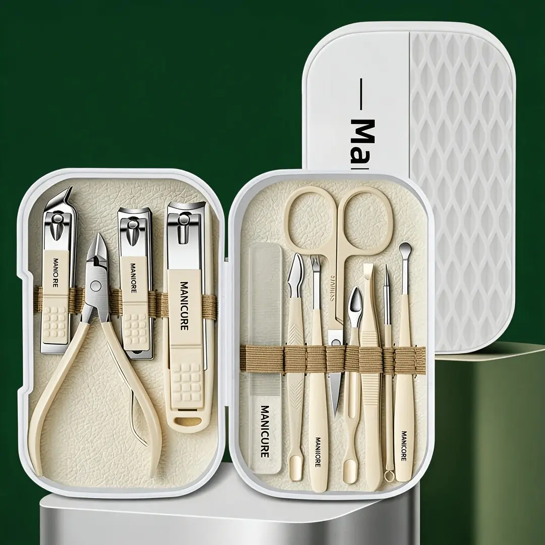 Professional Nail Care Kit, 12-Piece Stainless Steel Set, Ergonomic Design, Includes Cuticle Nippers, Travel & Daily Use, for Men & Women