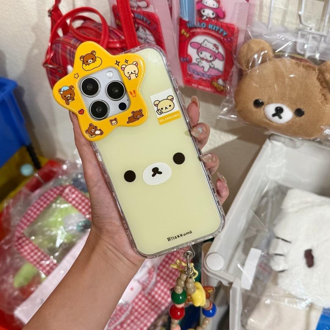 Cartoon Cute Star Lens Rilakkuma iPhone 17 Apple 16 Compatible 13/14 Pro Max Phone Case 15