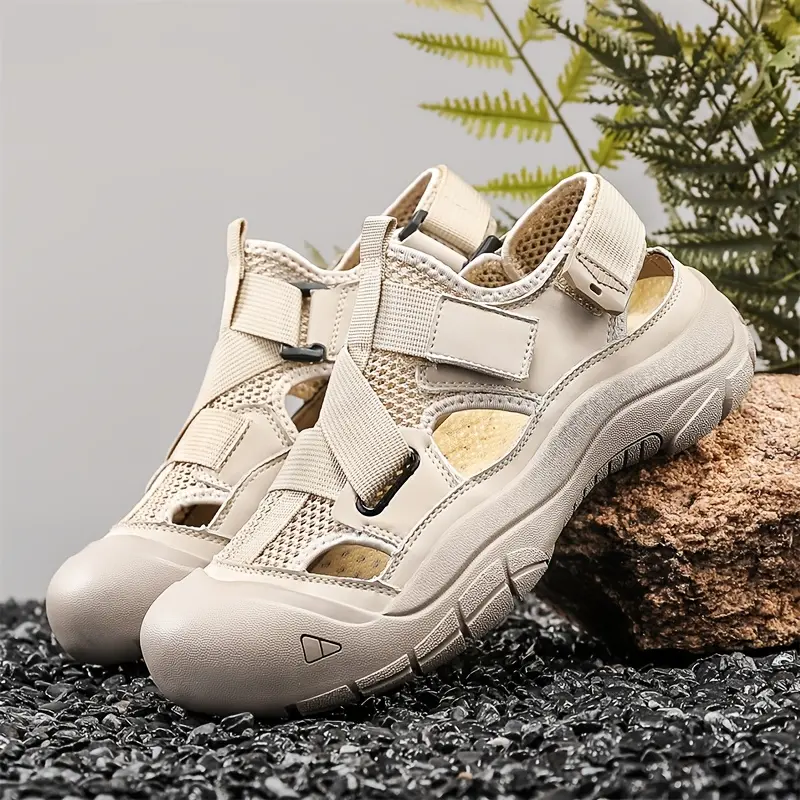 Bdhjydb 7km025x73x Multi-Ventilation Men's Sports Sandals, Casual Slip-On Water Clogs with Breathable Hollow Cloth Design, Slip-Resistant Rubber Sole for Beach Use, Shoe