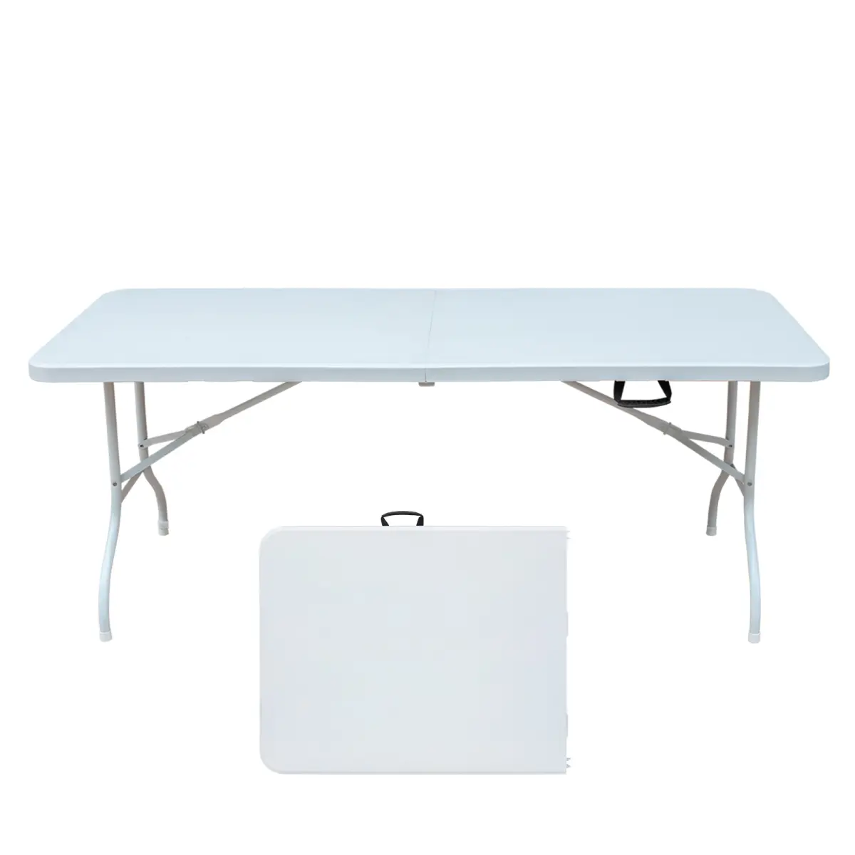 6ft Rectangular Portable Plastic Folding Table - 125L*61W*73.6H, Easy Setup, 24.25 lbs, High Load Bearing, White for Camping, Festival
