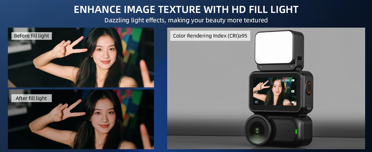 Osmo Nano Magnetic Mini LED Fill Light, Photography Fill Video Lighting with Quick-Release Cold Shoe Adapter, 3 Color Modes, 4 Levels Brightness for DJI Osmo Nano Camera Accessories