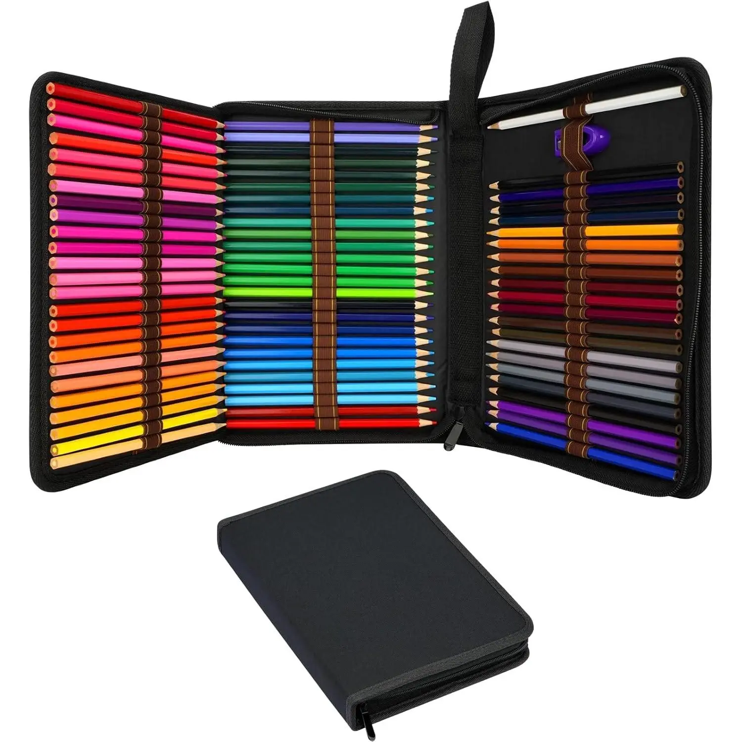 72 Slot Zippered Colored Pencil Case – Portable Organizer for Colored Pencils, Watercolor Pens & MarkersGift