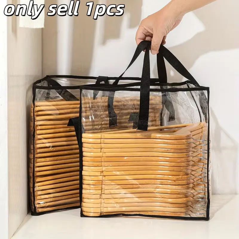 Transparent Triangle Hanger Storage Bag, Waterproof Durable, Easy to Find, Secure Handle Design, Ideal for Home Organization, Portable