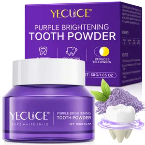 YECUCE Purple Tooth Powder – Minty Fresh, Stain-Removing & Brightening. Purple Neutralizes Yellow Tones for a Visually Brighter Smile. Safe for Daily Use. Travel-Friendly Size. Ideal for Coffee Lovers, Smokers, and Anyone Who Desires a More Radiant Smile.