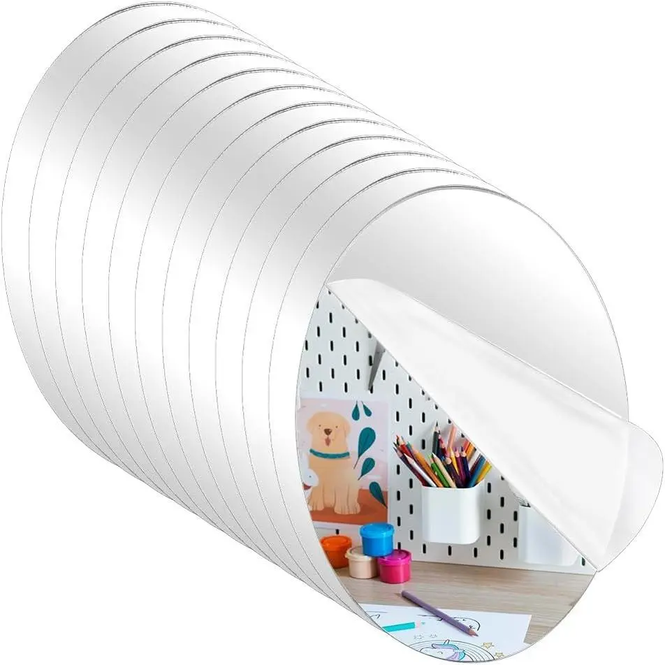 12PCS 4x6 Inch Oval Silver Acrylic Craft Mirror Sheets with Protective Film, for DIY Projects Home Decoration Makeup Organizer Pen Holder Base