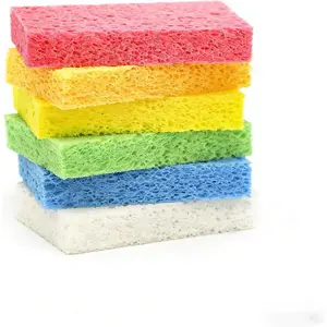 Cellulose Sponges,Heavy Duty Scrub Kitchen Sponge No Scratching,Pop Up Eco DIY (6 Pack)