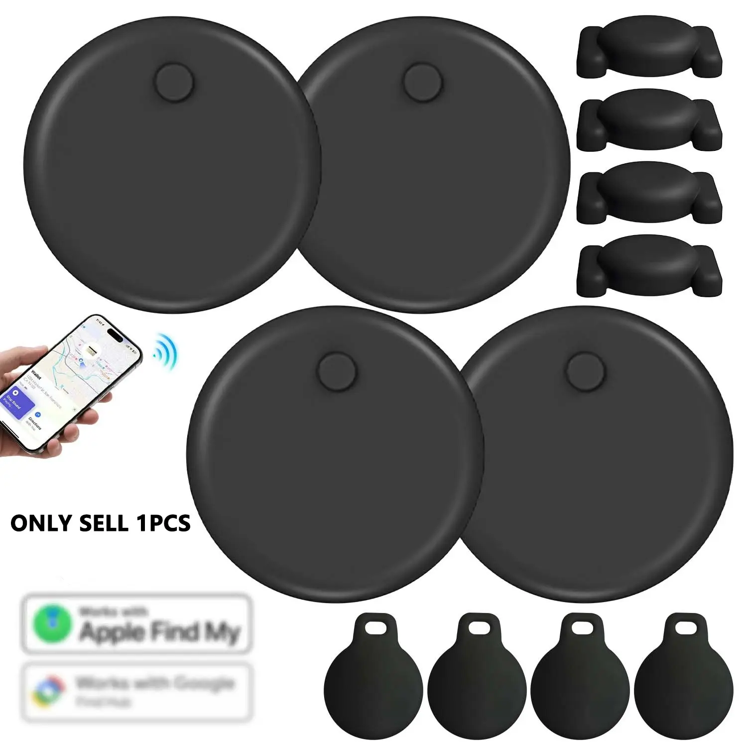 Smart Tracker Dual System Air Tag-1/2/4 Packs, Works with Apple Find My (iOS) & Google Find Hub (Android) Compatible, BT Item Finder, Anti Lost Wireless, Item Locator, Replaceable Battery, for Key, Backpack, Luggage, Black/White
