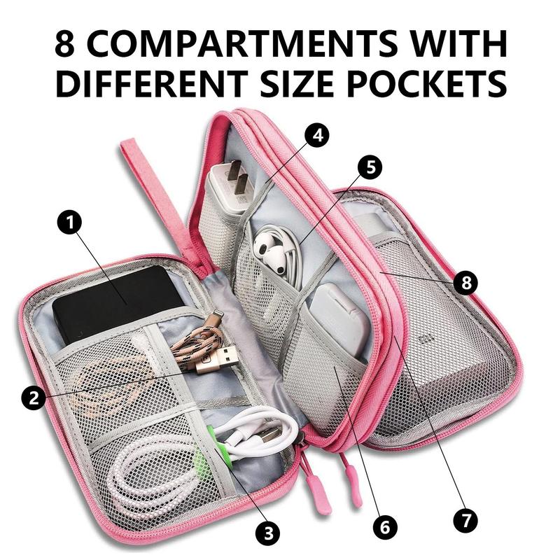 Portable Multi-Grid Storage Bag, 1 Set Waterproof Travel Cable Storage Bag, Compact Cable Organizer for Home, Office, Travel and Summer Vacation, Versatile Travel Accessory