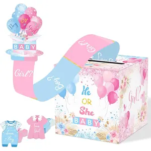 Pull Out  with 50 Ballot Cards, Boho Voting Box for Boy or Girl   Ideas Kit  and Blue  Shower Party Supplies