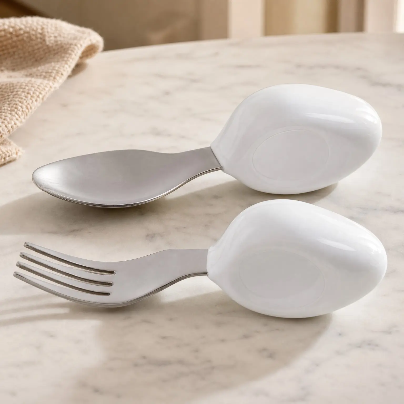 Toddler Utensils Set, Ergonomic Fork and Spoon for Self Feeding, Stainless Steel Silverware for 1-3 Year Olds, BPA Free, Dishwasher Safe (Aqua)Gift