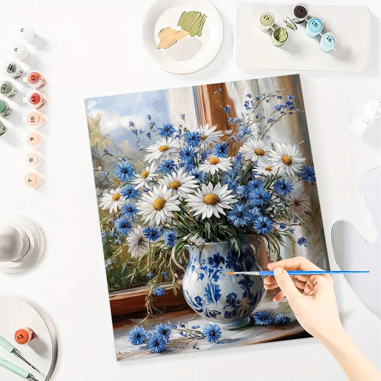 Paint By Numbers Kit for Adults Beginners -16x20in/ 40x50cm Color Canvas, Easy DIY Daisy Acrylic Painting Set Art - Wall Decor for Living Room and Bedroom, Creative Gift for Birthday, Mother's Day and Christmas, Without Frame