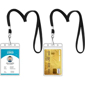 2 Pack Clear ID Badge Holder with Lanyard Black Lanyards with Vertical  ID Badge Holder (2#, 2 count)